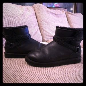 SOLD**UGG Emerson Black Leather Studded Boot, Sz 5